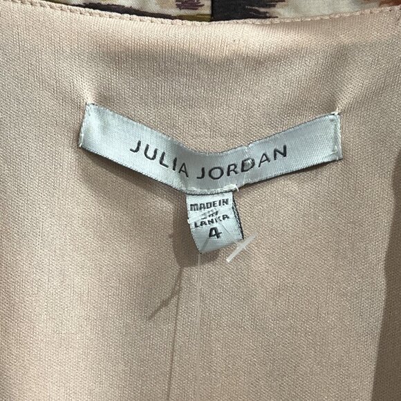 Julia Jordan Dress Womens 4 Multicolor Faux Wrap Chiffon Mini Puff Sleeve Modern - Picture 4 of 10